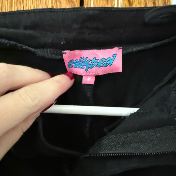 Black Distressed Fold Over Boyfriend Jeans - Picture 3 of 3